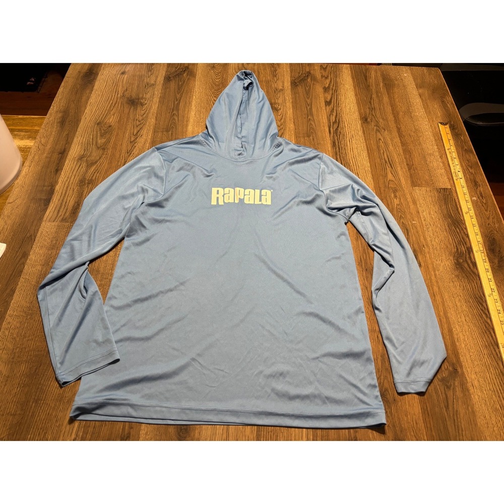Rapala Performance Hoodie Mens Size Large Blue Long Sleeve Fishing Shirt CTT41